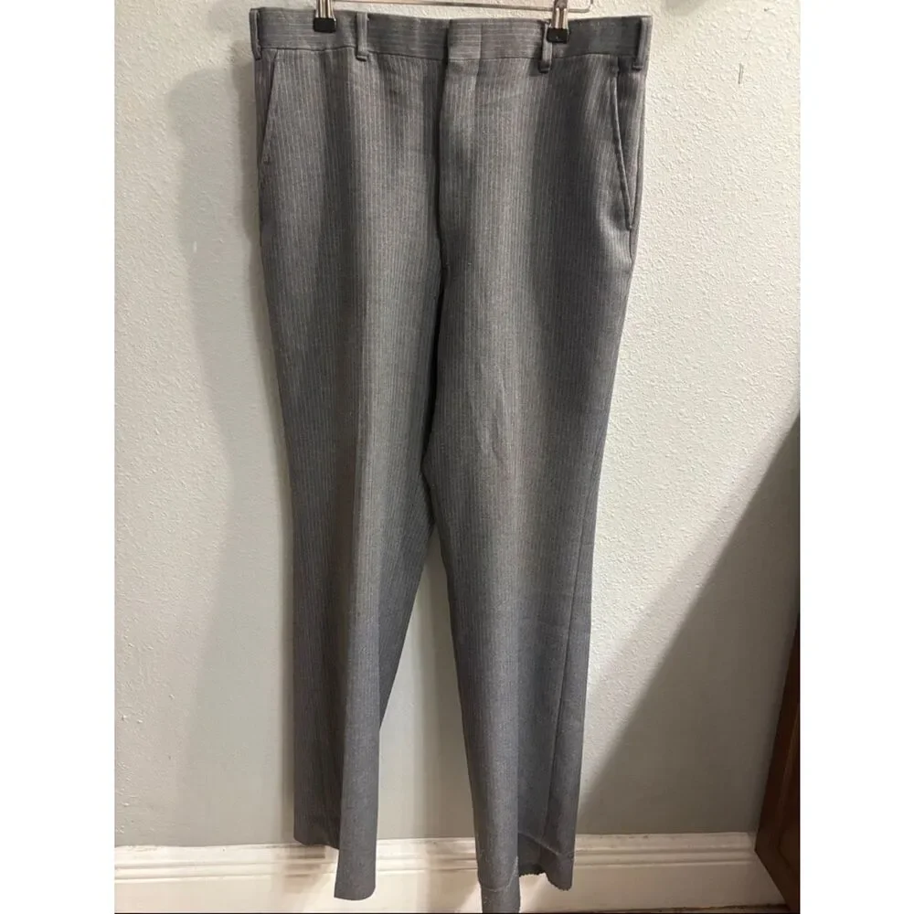 Men's Gray Pinstripe Two-Piece Suit Jacket & Trousers